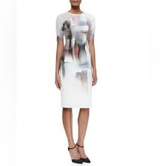 Elie Tahari Dresses & Skirts - Elie Tahari Cream, Brown and Auburn Abstract Midi Dress. Size XS.